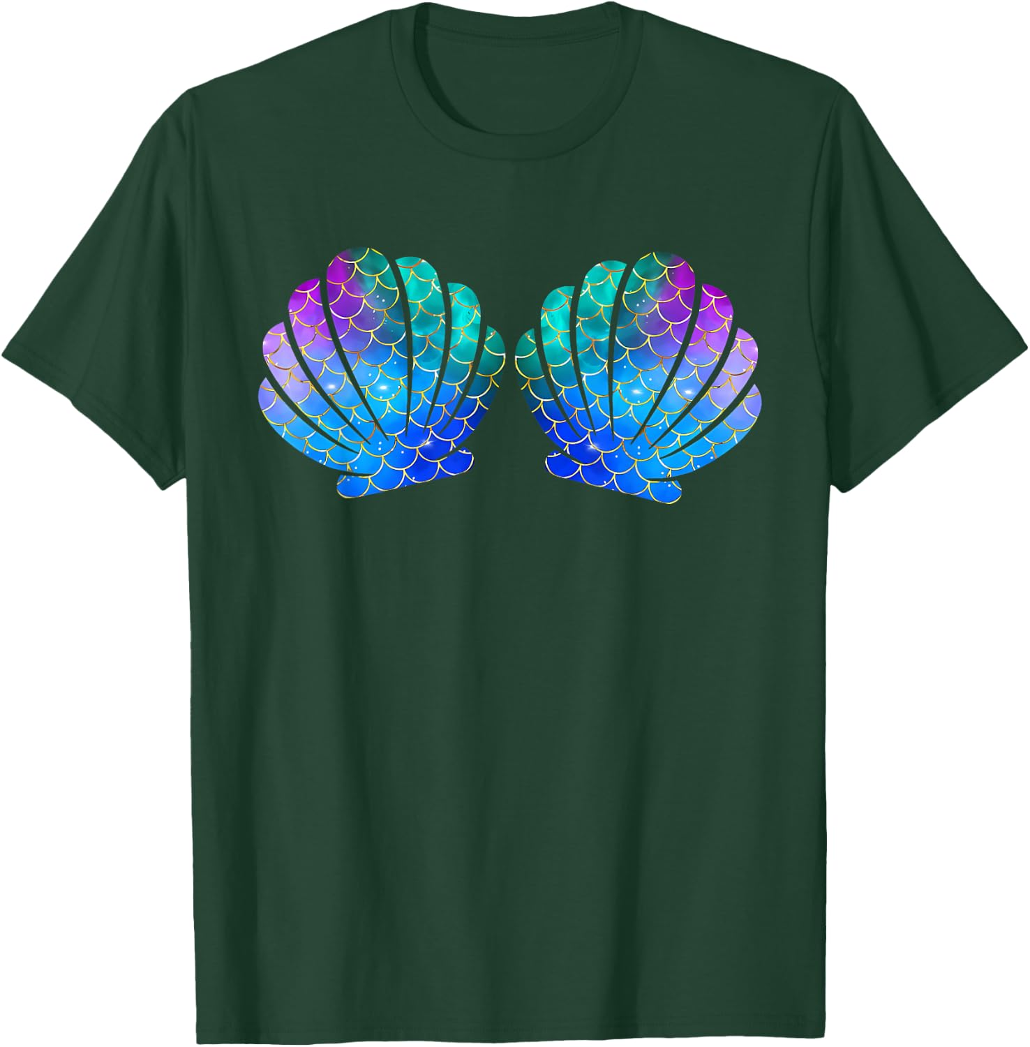 Mermaid Sea Shell Bra Costume T-Shirt - T-Shirt | Forest