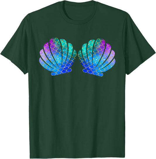 Mermaid Sea Shell Bra Costume T-Shirt - T-Shirt | Forest
