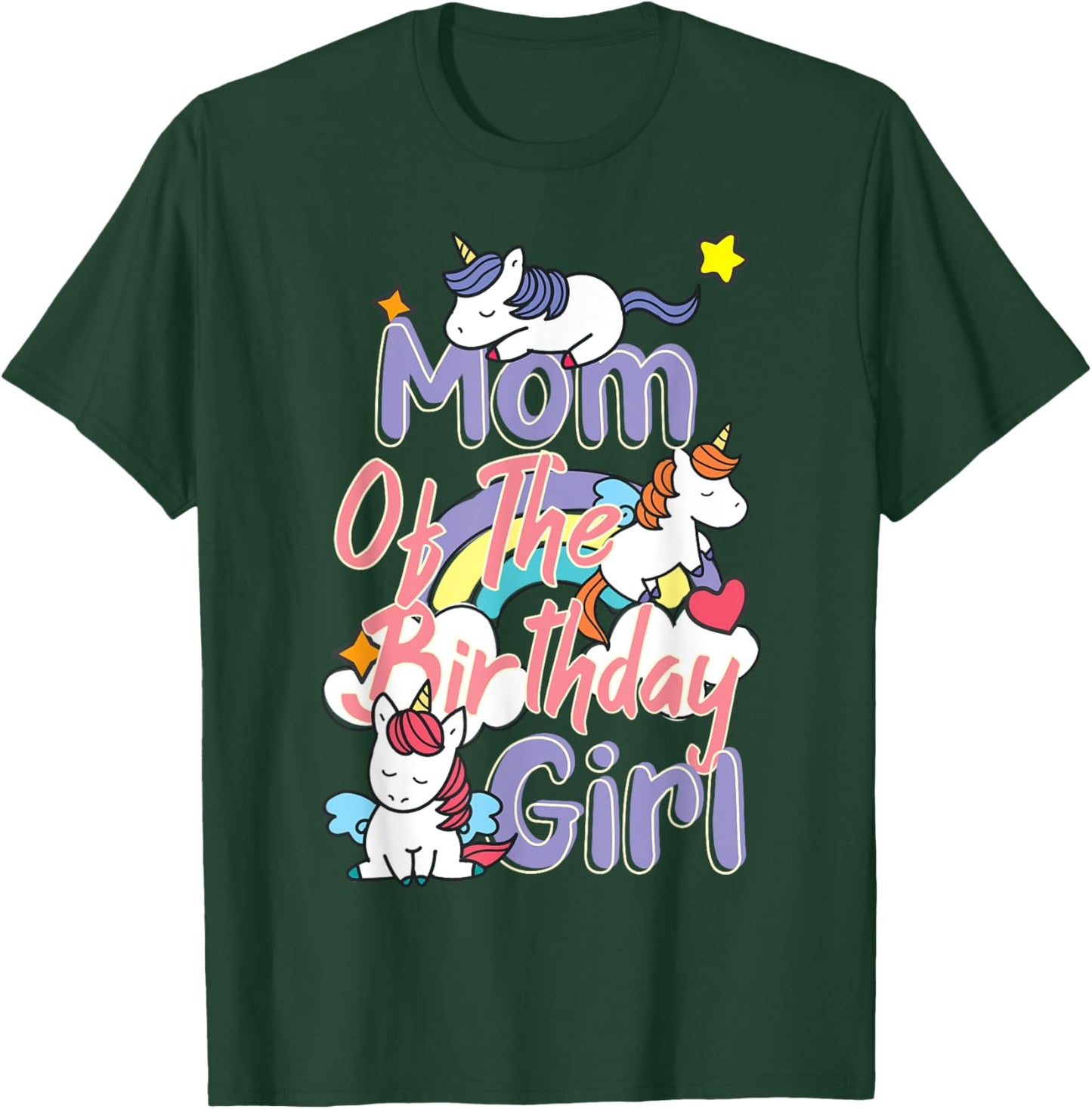 Mom Of The Birthday Girl Unicorn Matching Family T-Shirt - T-Shirt | Forest
