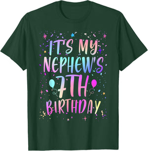 It's My Nephew's 7th Birthday Colorful Happy 7 Years Old T-Shirt - T-Shirt | Forest