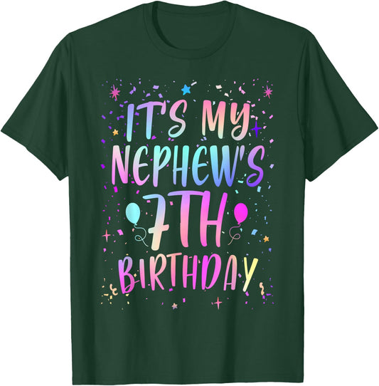 It's My Nephew's 7th Birthday Colorful Happy 7 Years Old T-Shirt - T-Shirt | Forest