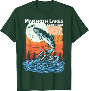 Summer Fishing Retro Sunset California Mammoth Lakes T-Shirt - T-Shirt | Forest
