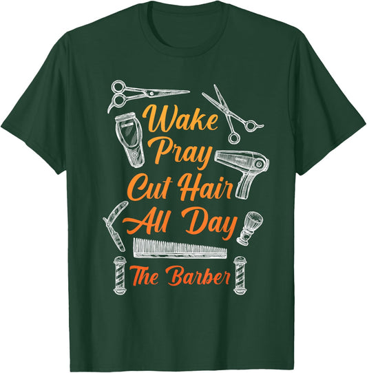 Barbers Christian Hairstylist Prayer hairdresser T-Shirt - T-Shirt | Forest
