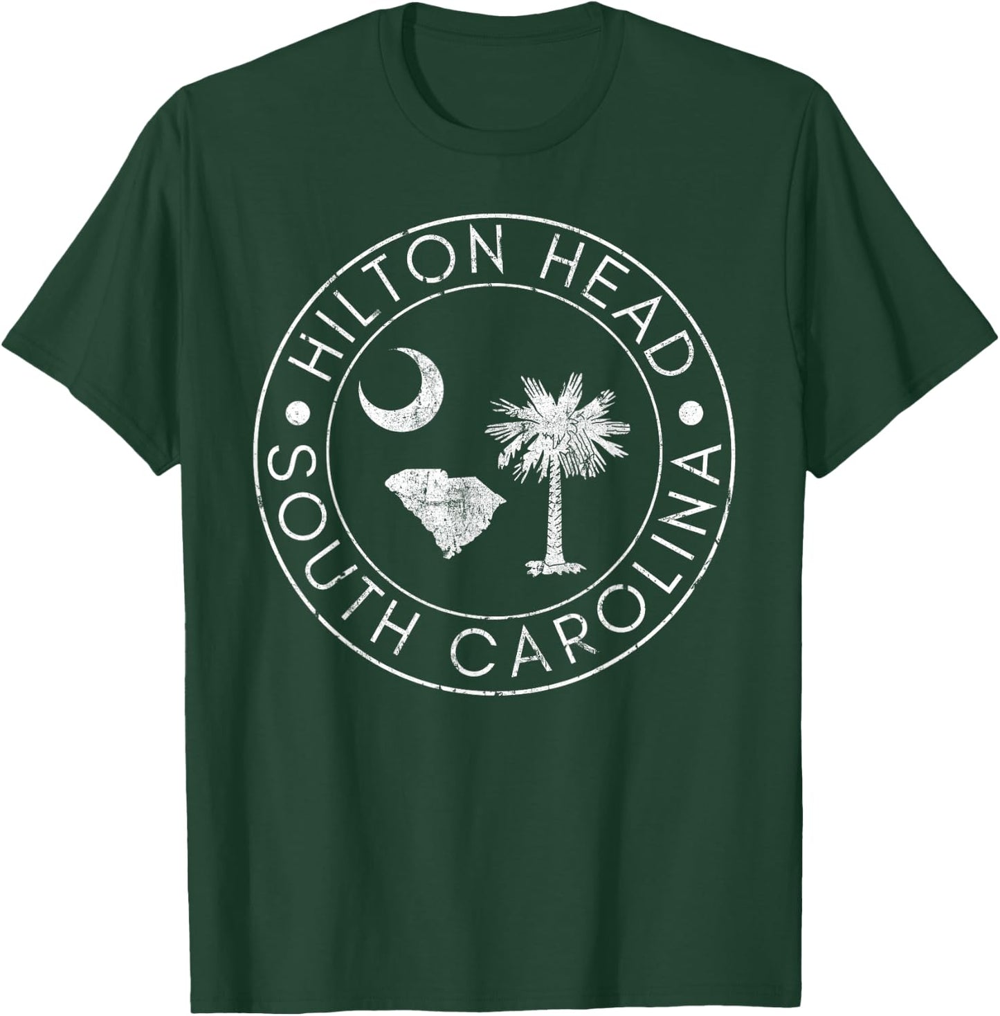 Hilton Head South Carolina Beach Map Flag SC Vintage T-Shirt - T-Shirt | Forest