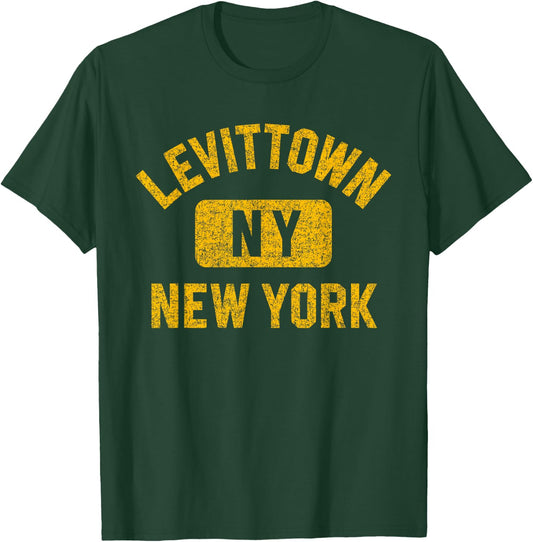 Levittown New York Gym Style Distressed Amber Print T-Shirt - T-Shirt | Forest
