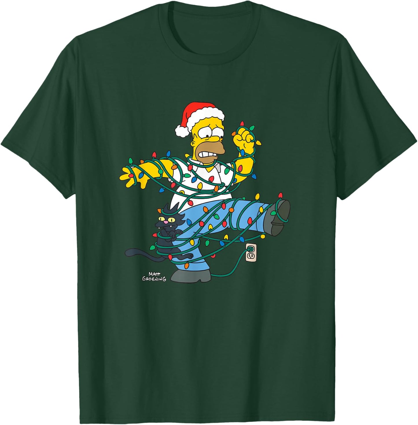 The Simpsons Holiday Homer Simpson Christmas Lights Tangle T-Shirt - T-Shirt | Forest
