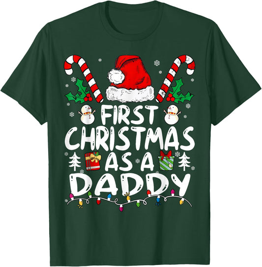First Christmas As A Daddy New Daddy T-Shirt - T-Shirt | Forest