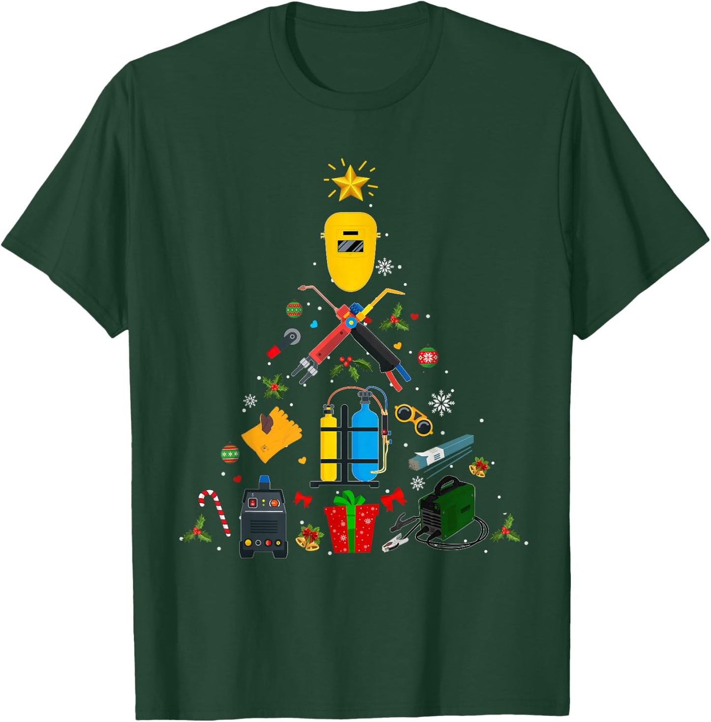 Welder Welding Christmas Ornament Tree Xmas Holiday 2021 T-Shirt - T-Shirt | Forest