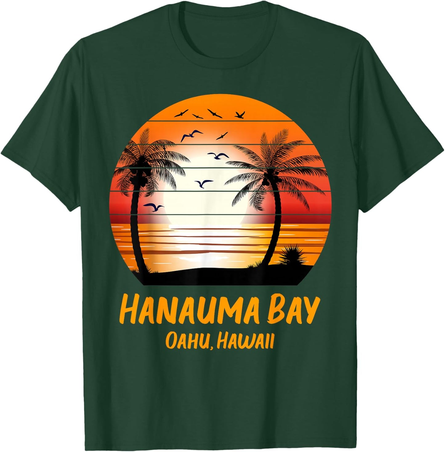 Hanauma Bay Oahu Hawaii Vintage Sunset Retro Summer Vacay T-Shirt - T-Shirt | Forest