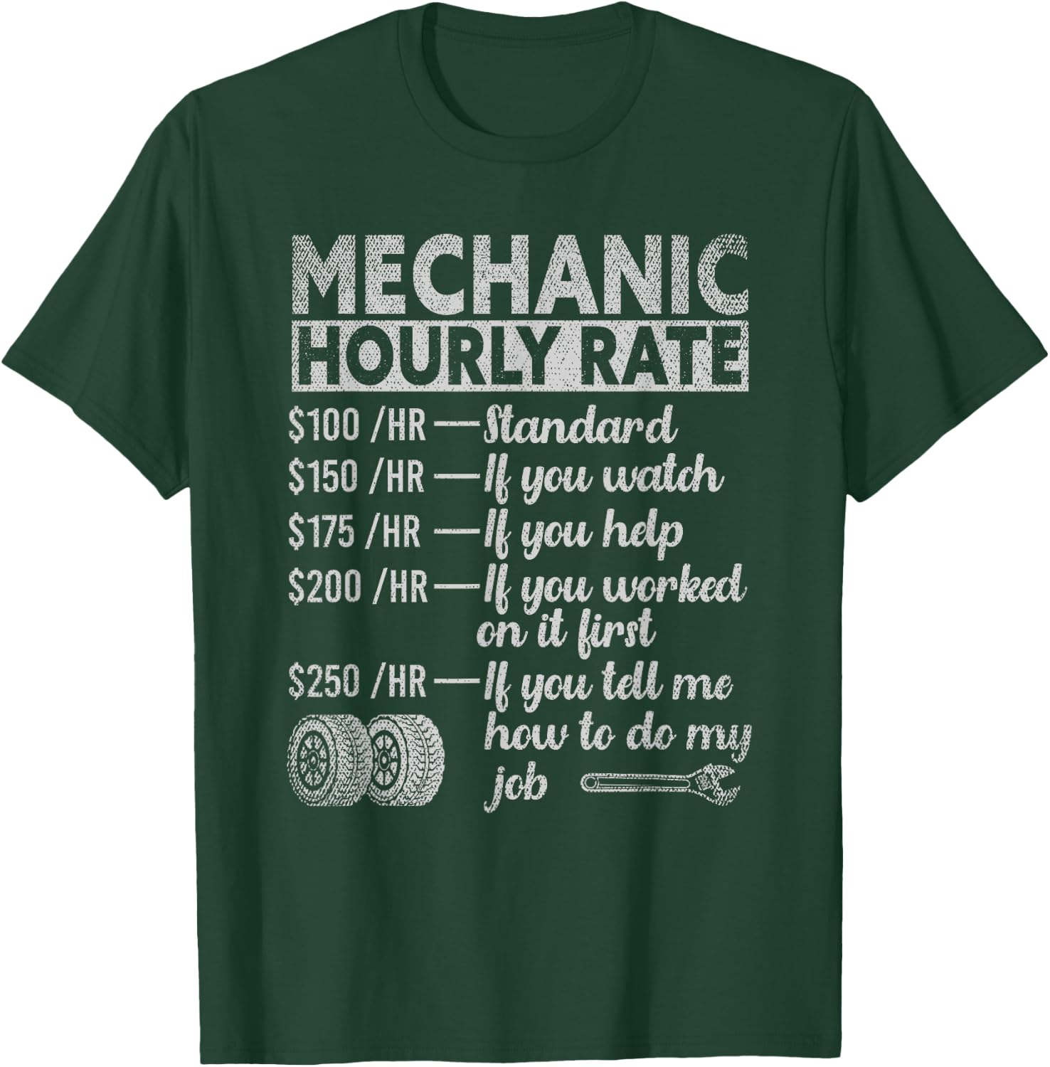 Mechanic Hourly Rate T-Shirt - T-Shirt | Forest