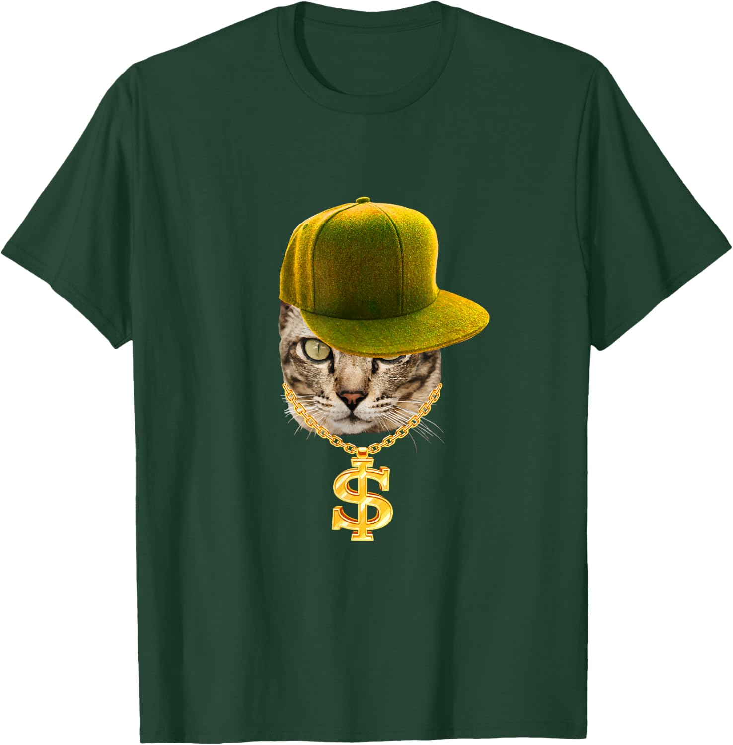 Rapper Cat with Cap and Chain Ghetto Hip Hop Culture T-Shirt - T-Shirt | Forest
