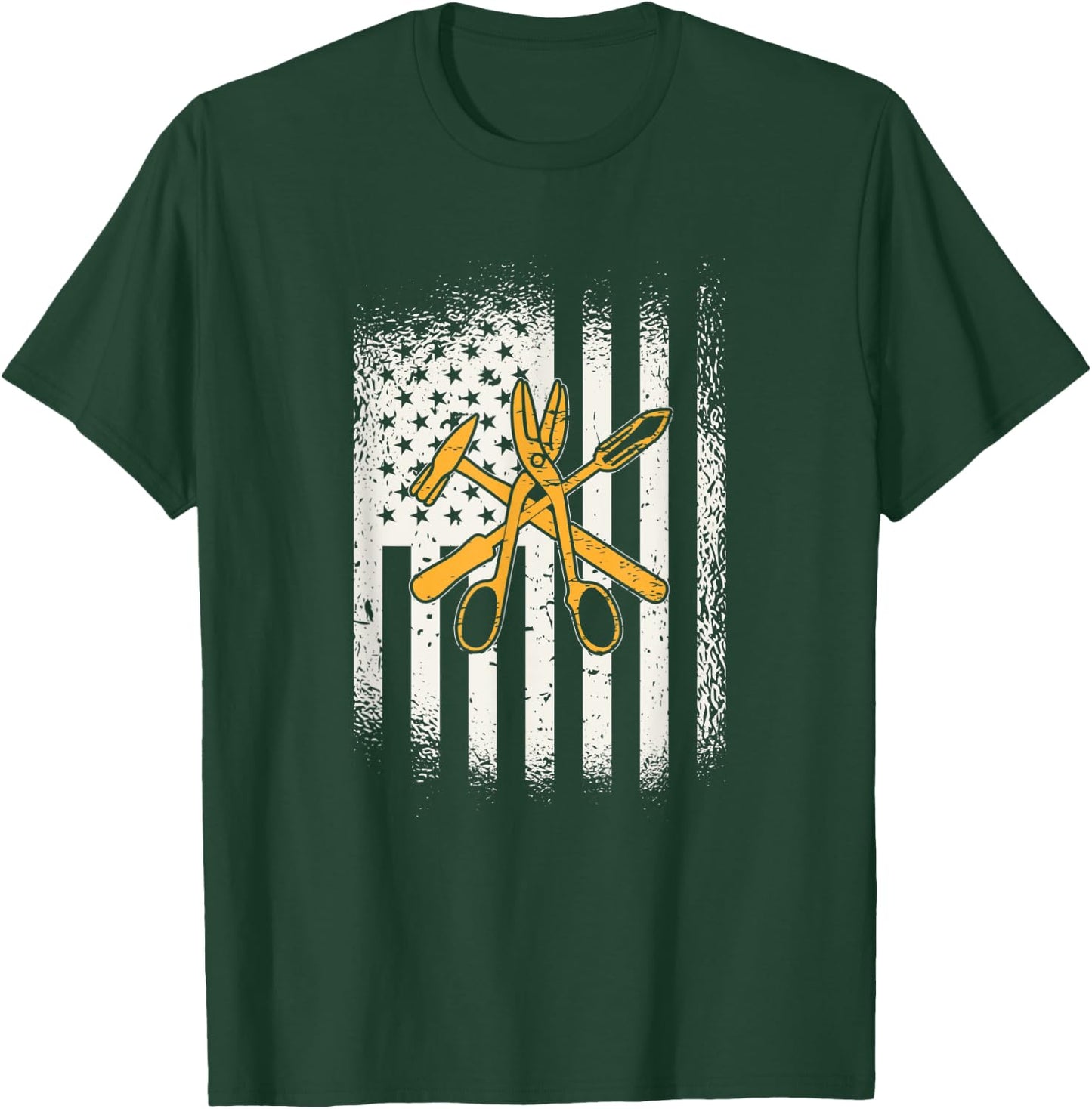 Sheet Metal Workers Flag Hammer Cutting Tools T-Shirt - T-Shirt | Forest