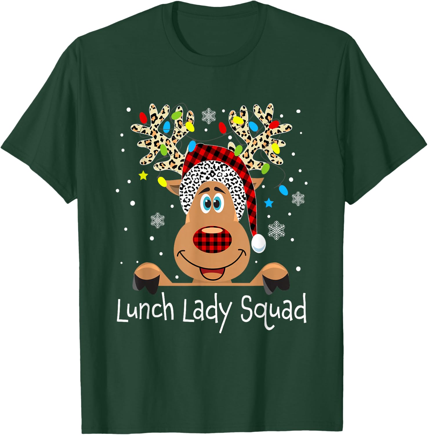 Lunch Lady Squad Reindeer Funny Teacher Christmas Xmas T-Shirt - T-Shirt | Forest