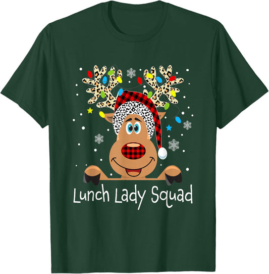 Lunch Lady Squad Reindeer Funny Teacher Christmas Xmas T-Shirt - T-Shirt | Forest