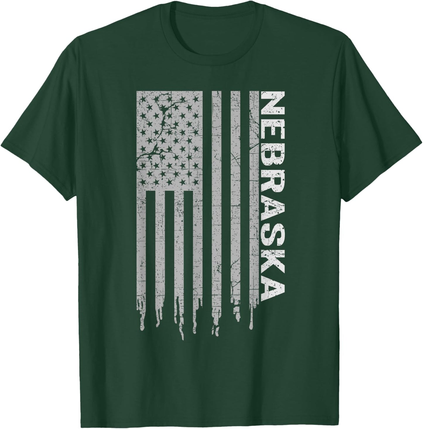 Distressed USA Flag Patriotic American from Nebraska T-Shirt - T-Shirt | Forest