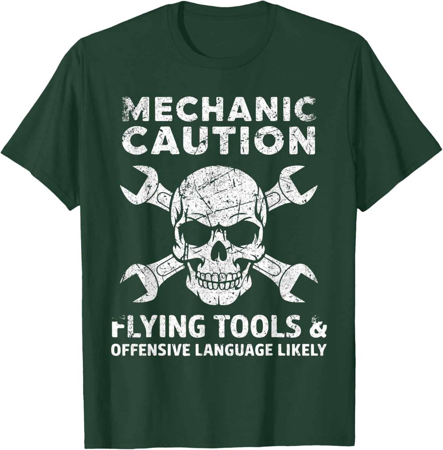 Mechanic Caution Skull Humor for Mechanics T-Shirt - T-Shirt | Forest