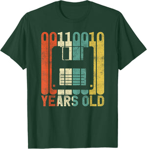 Retro 50th Birthday Nerd Floppy Disk Binary Computer Gift T-Shirt - T-Shirt | Forest