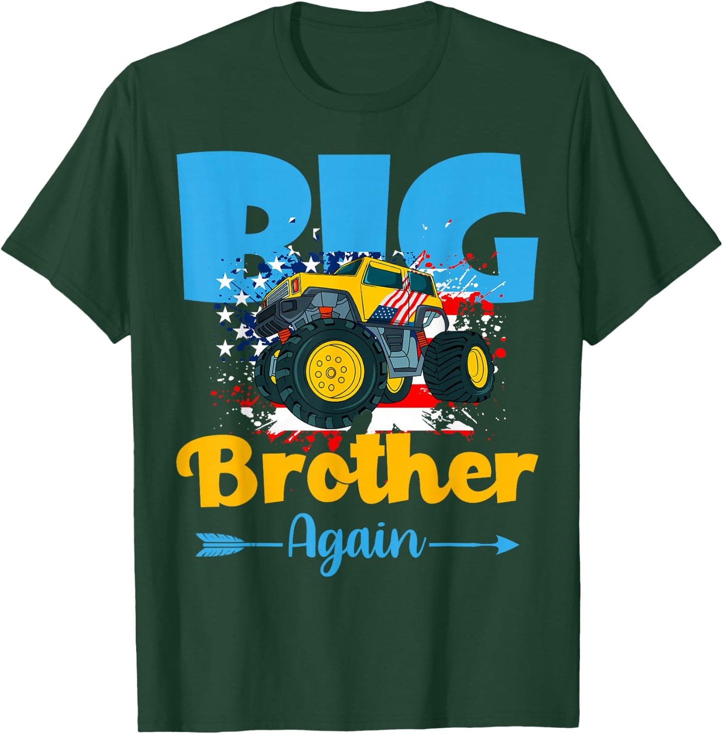 Promoted To Big Brother Again Monster Truck Baby Reveal T-Shirt - T-Shirt | Forest