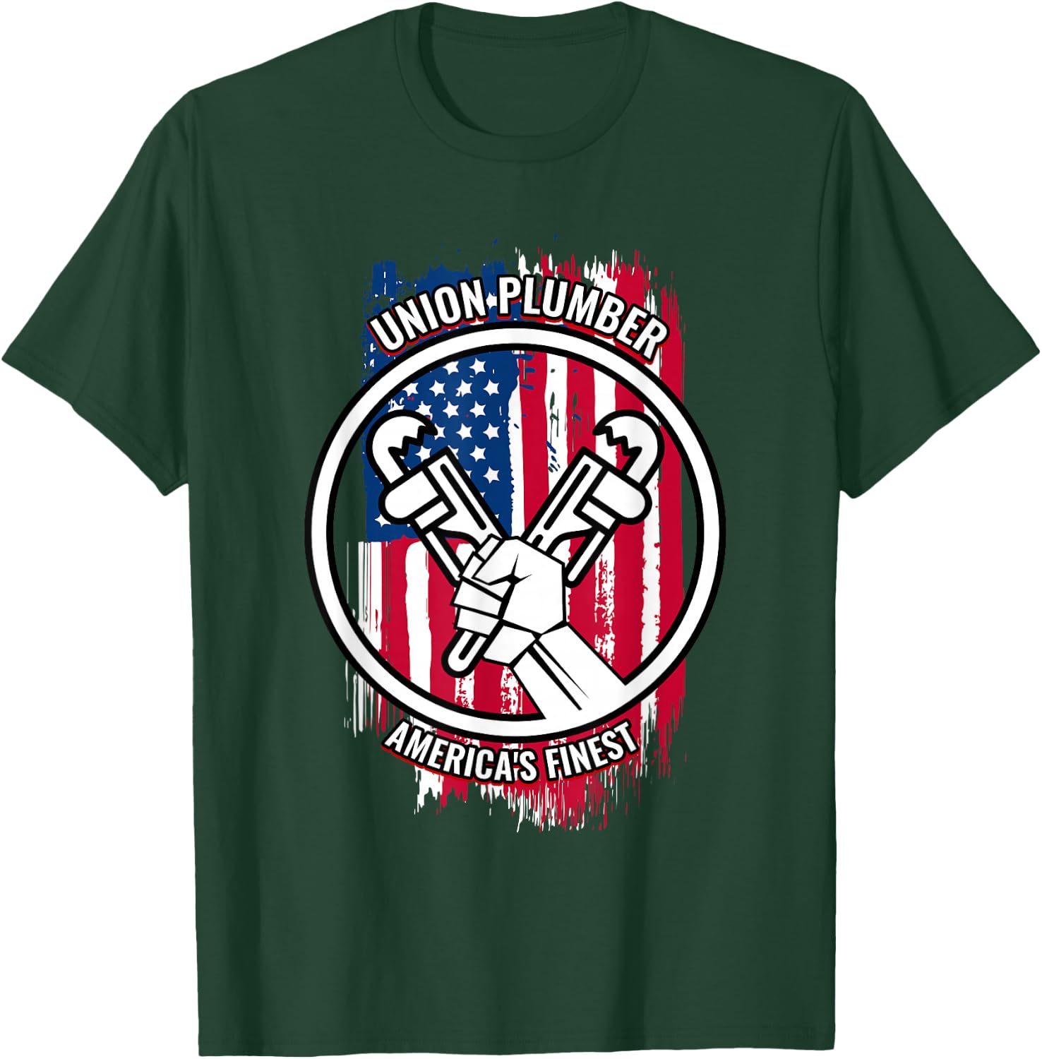 Union Plumber Proud American Gifts for Plumbers T-Shirt - T-Shirt | Forest