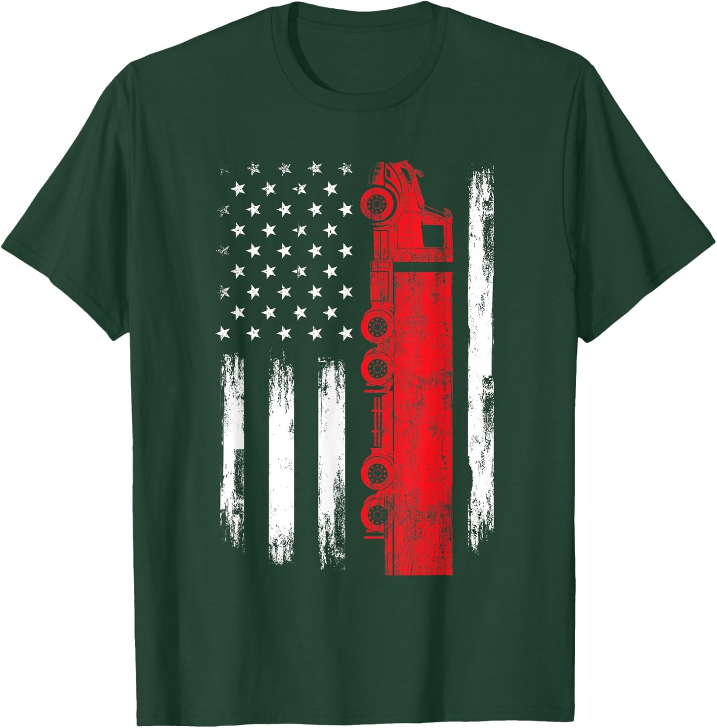 American Flag Truck - Semi Truck Driver Trucking Trucker T-Shirt - T-Shirt | Forest