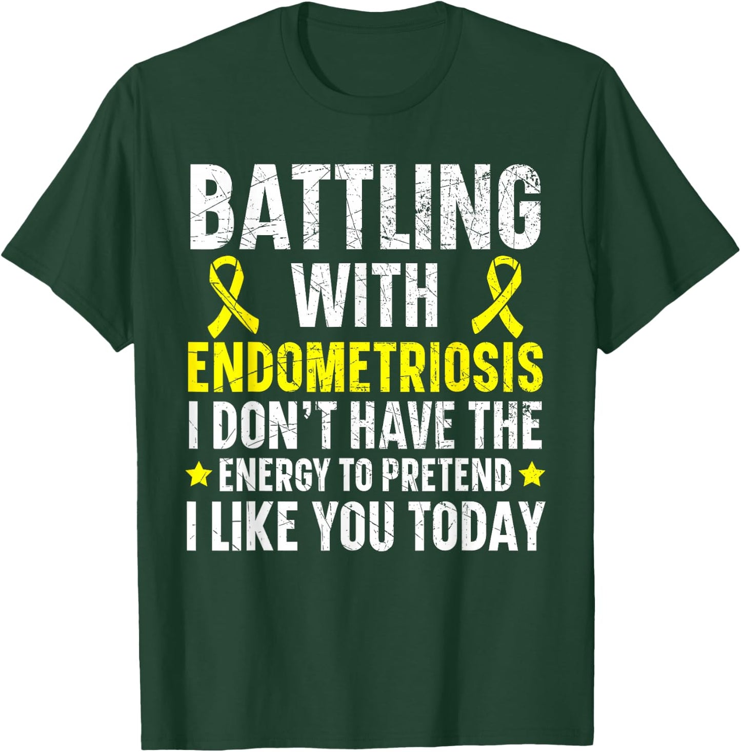 Battling With Endometriosis Awareness Disease T-Shirt - T-Shirt | Forest