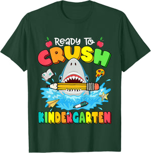 Ready To Crush Kindergarten Shark Backpack Back To School T-Shirt - T-Shirt | Forest