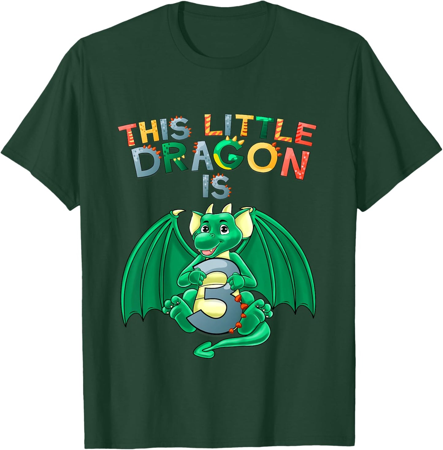 Kids This Little Dragon Is 3 Dragon 3rd Birthday 3 Year Old Boy T-Shirt - T-Shirt | Forest