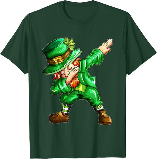 St Patricks Day Dab Dabbing Leprechaun in Green Holiday T-Shirt - T-Shirt | Forest