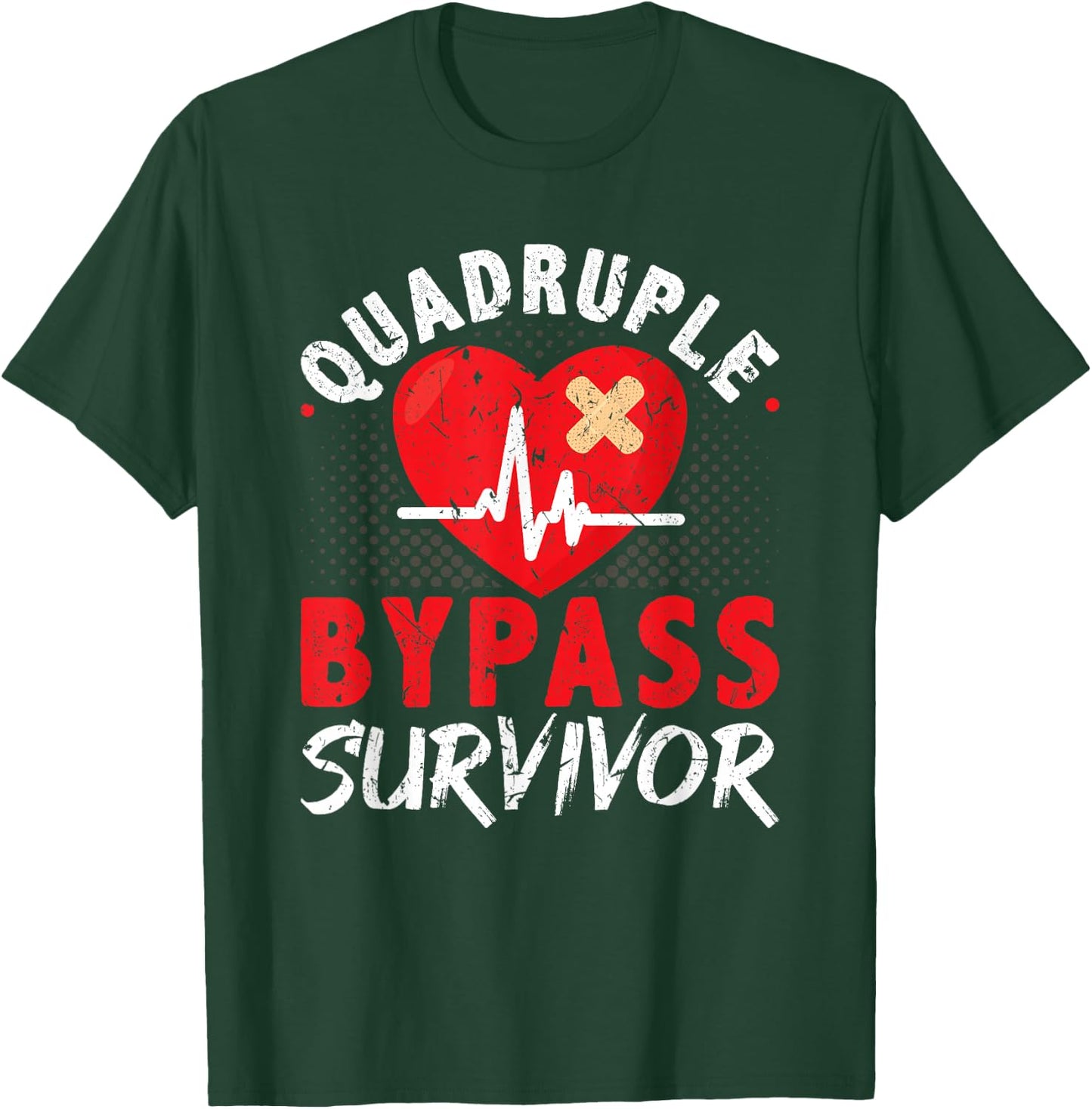 Quadruple Bypass Survivor Open Heart Surgery Coronary Artery T-Shirt - T-Shirt | Forest
