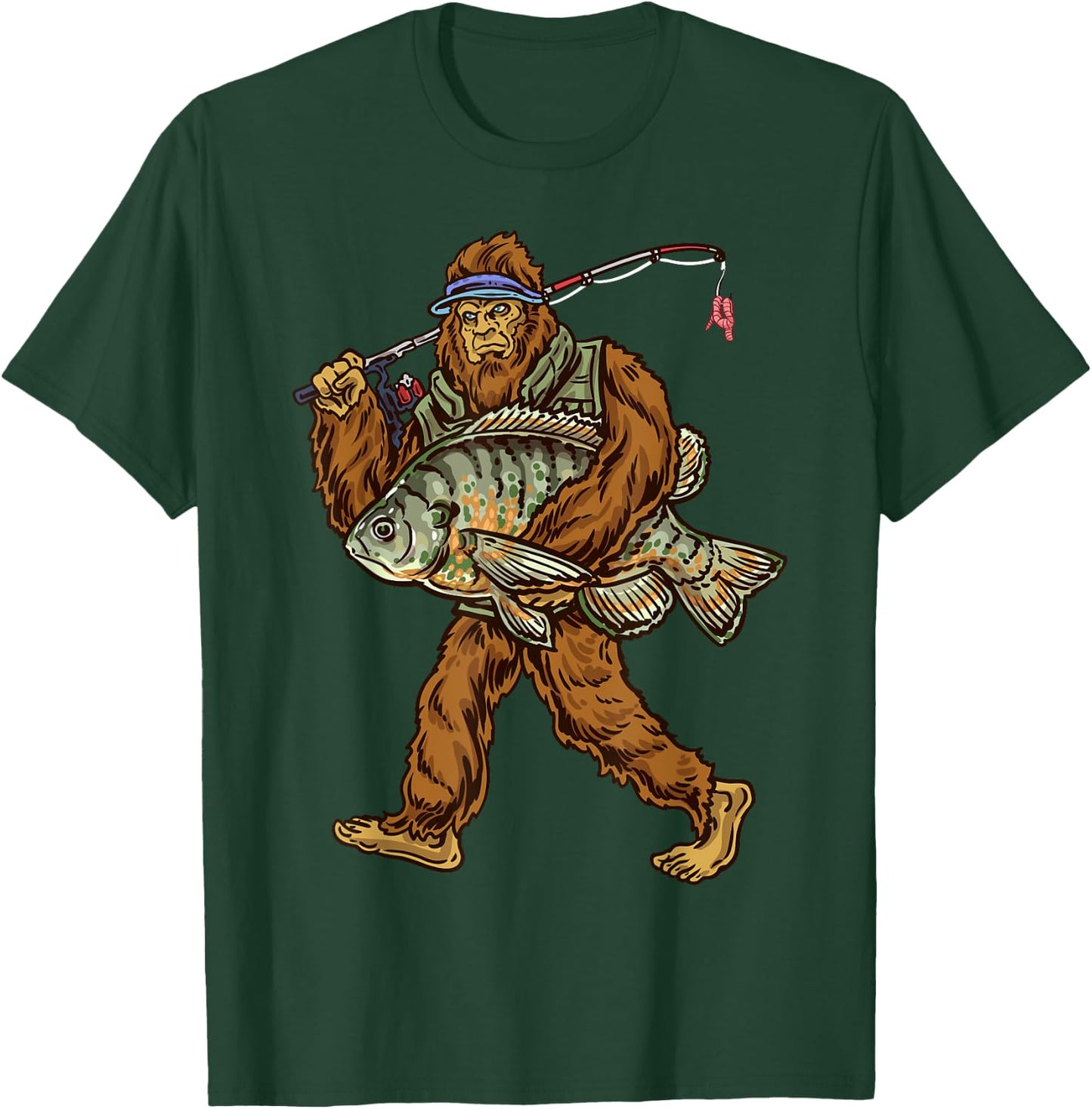 Northern Outdoors Bluegill Collection Black Fishing , -Adults, Short Sleeve, Small, , Classic Fit, Modern, Cartoon Bigfoot Pattern, All Seasons T-Shirt - T-Shirt | Forest