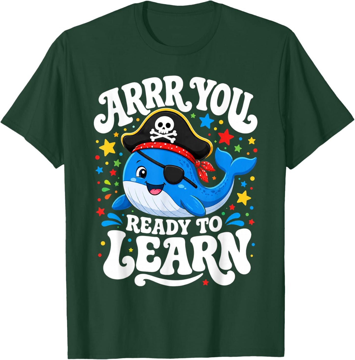 ARRR You Ready to Learn Funny Pirate Whale Teacher Groovy T-Shirt - T-Shirt | Forest