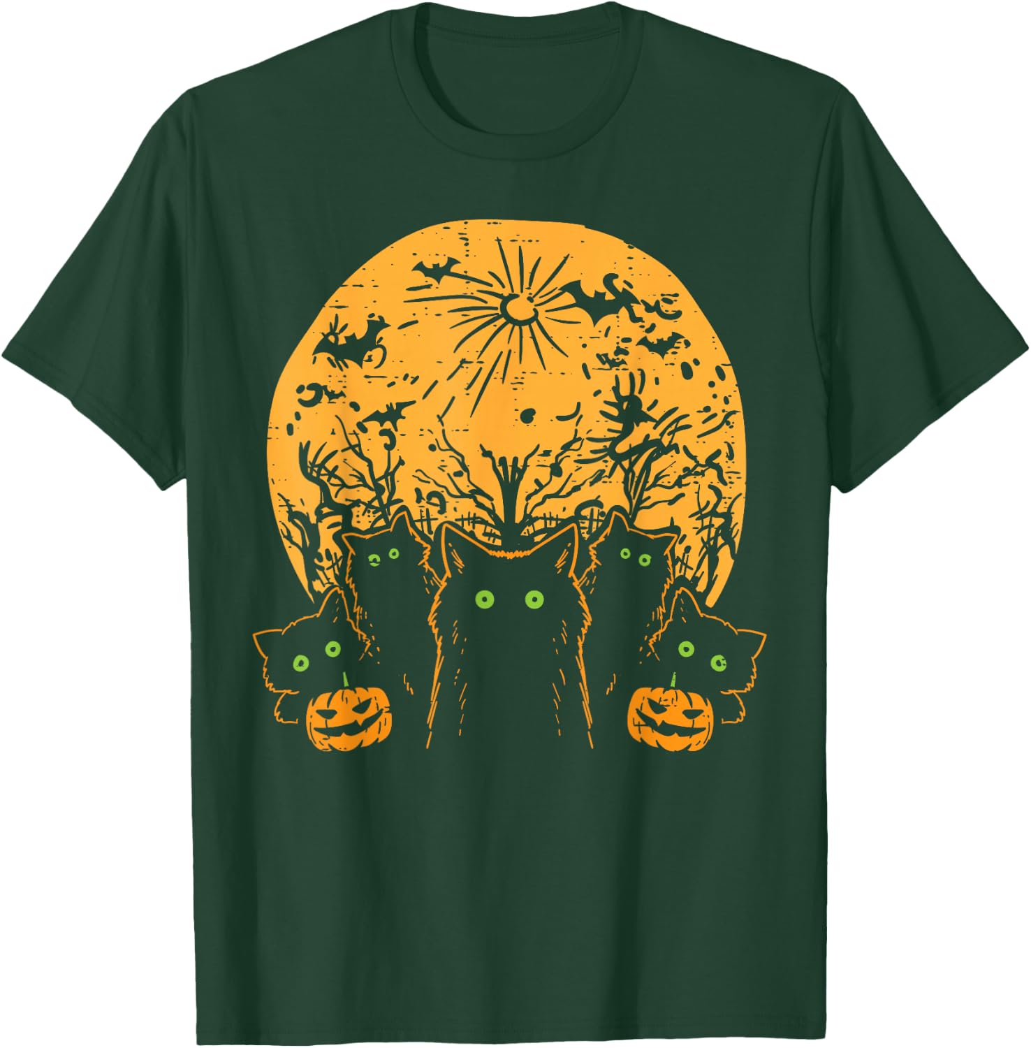 Black Cats Full Moon Halloween Animal Pet Men Women Kids T-Shirt - T-Shirt | Forest
