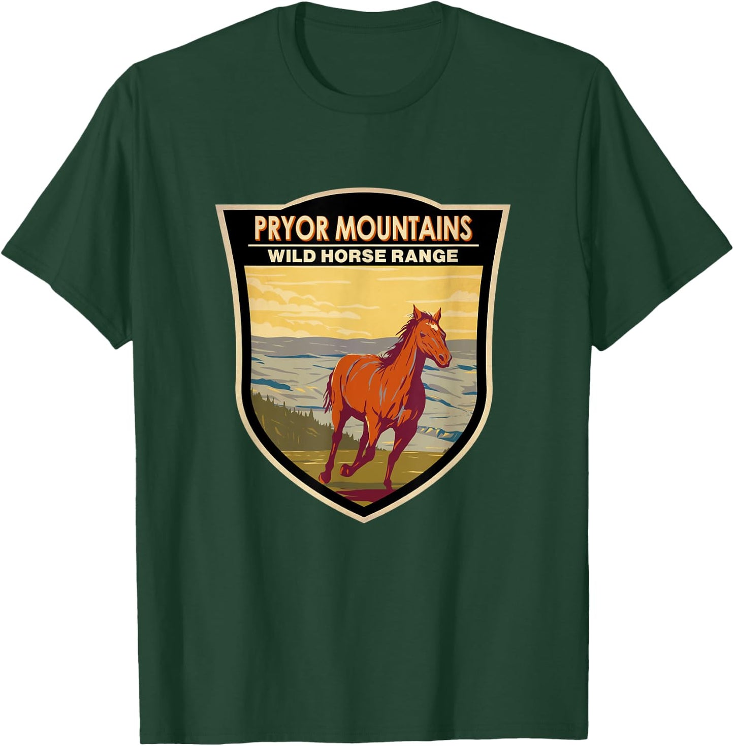 Pryor Mountains Wild Horse Range Badge T-Shirt - T-Shirt | Forest
