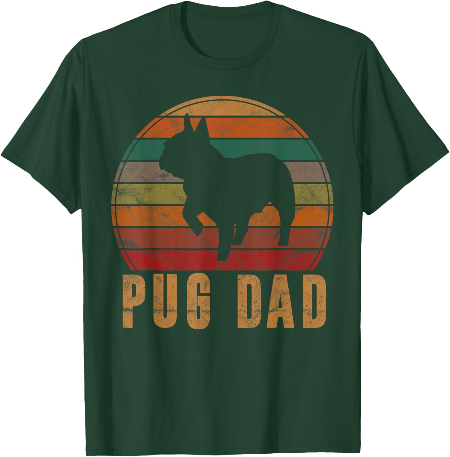 Retro Pug Dad Gift Puggle Daddy Dog Owner Pet Father Women Kids T-Shirt - T-Shirt | Forest