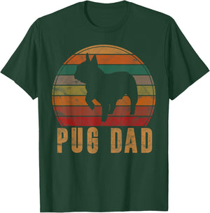 Retro Pug Dad Gift Puggle Daddy Dog Owner Pet Father Women Kids T-Shirt - T-Shirt | Forest