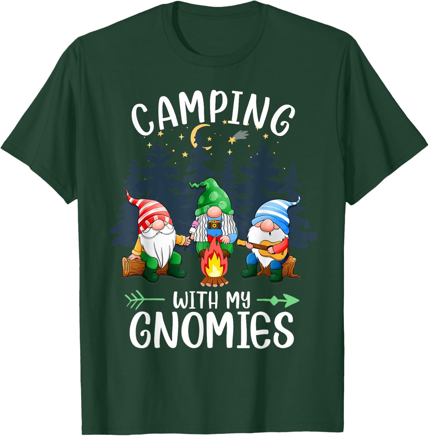 Camping with My Gnomies Funny Gnome Camp Women Men Small T-Shirt - T-Shirt | Forest