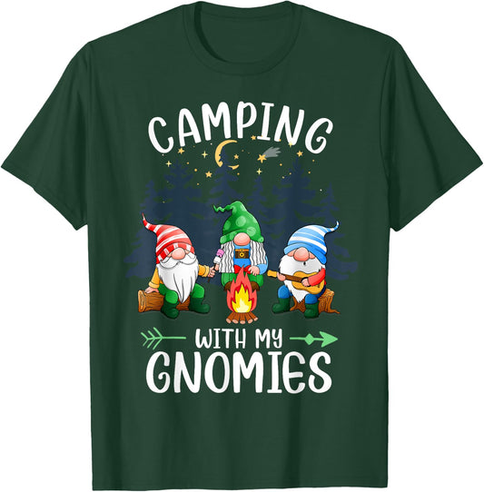 Camping with My Gnomies Funny Gnome Camp Women Men Small T-Shirt - T-Shirt | Forest