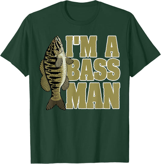 Bass Fishing Angling Mam Black Fish Fisherman Sport T-Shirt - T-Shirt | Forest