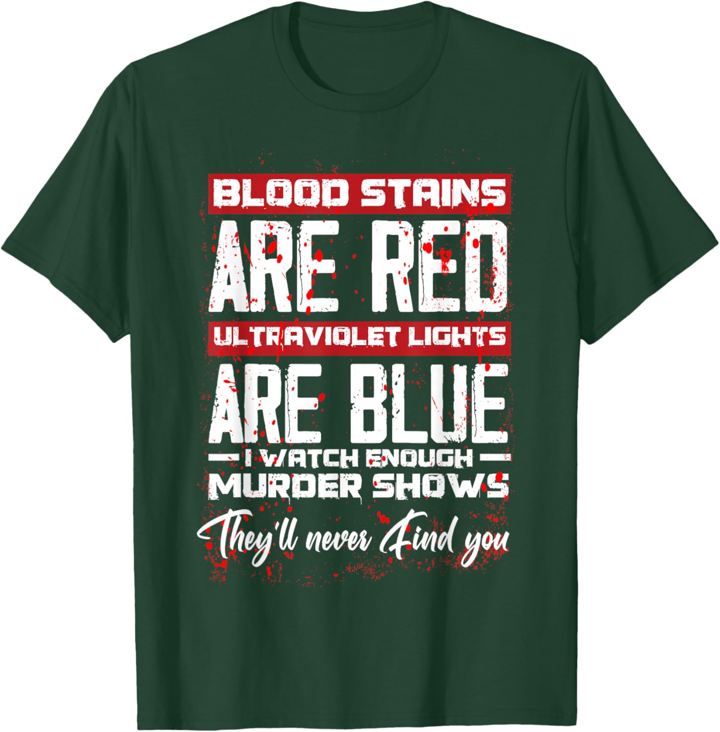 Blood Stains Are Red Ultraviolet Lights Are Blue Halloween T-Shirt - T-Shirt | Forest