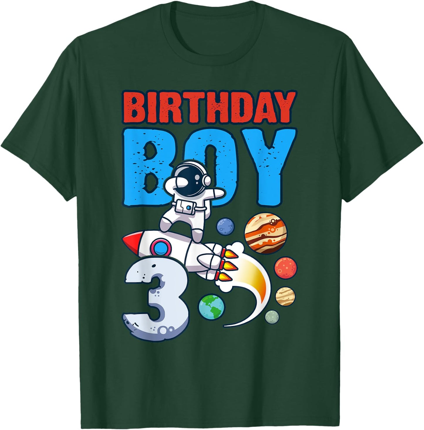 Birthday Boy 3 Years Old, Space Rocket, Dabbing Astronaut T-Shirt - T-Shirt | Forest