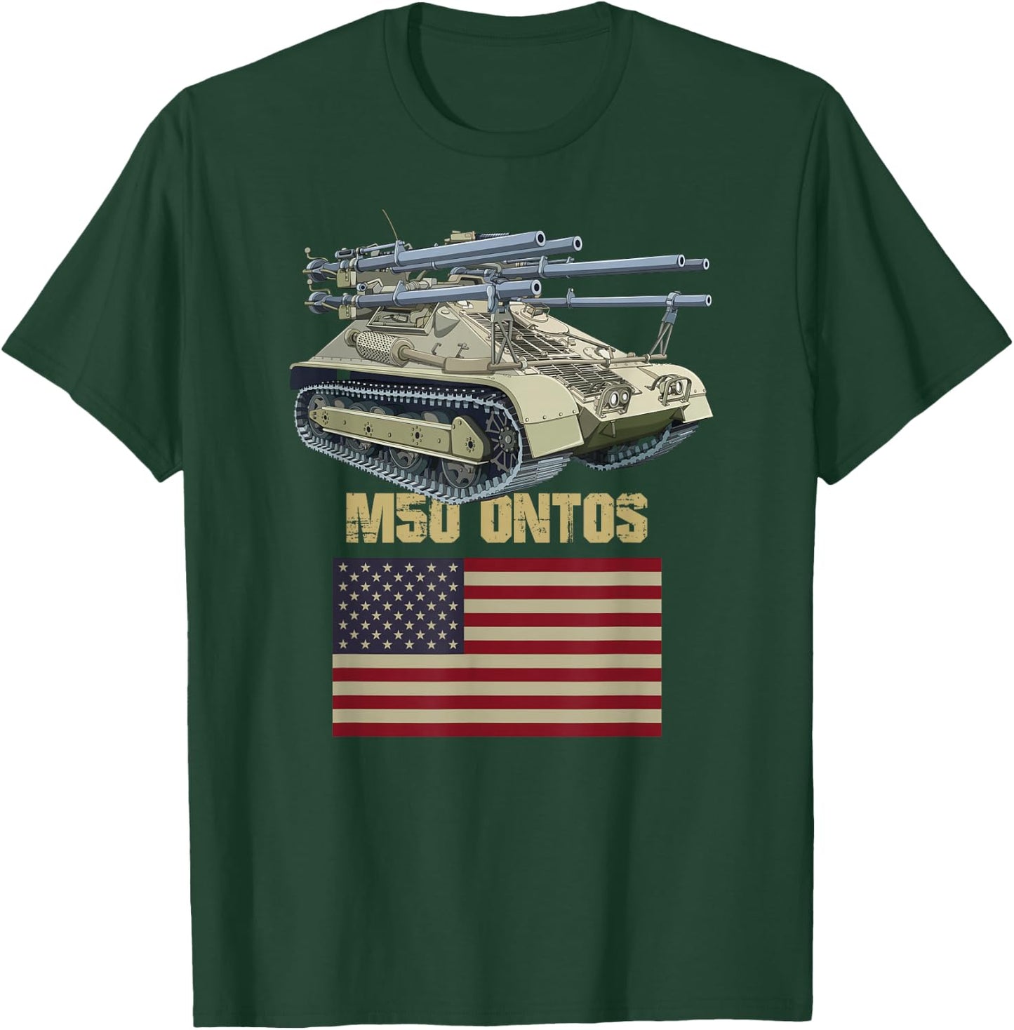 M50 Ontos Multiple 106 mm Anti-Tank Vehicle American Flag T-Shirt - T-Shirt | Forest