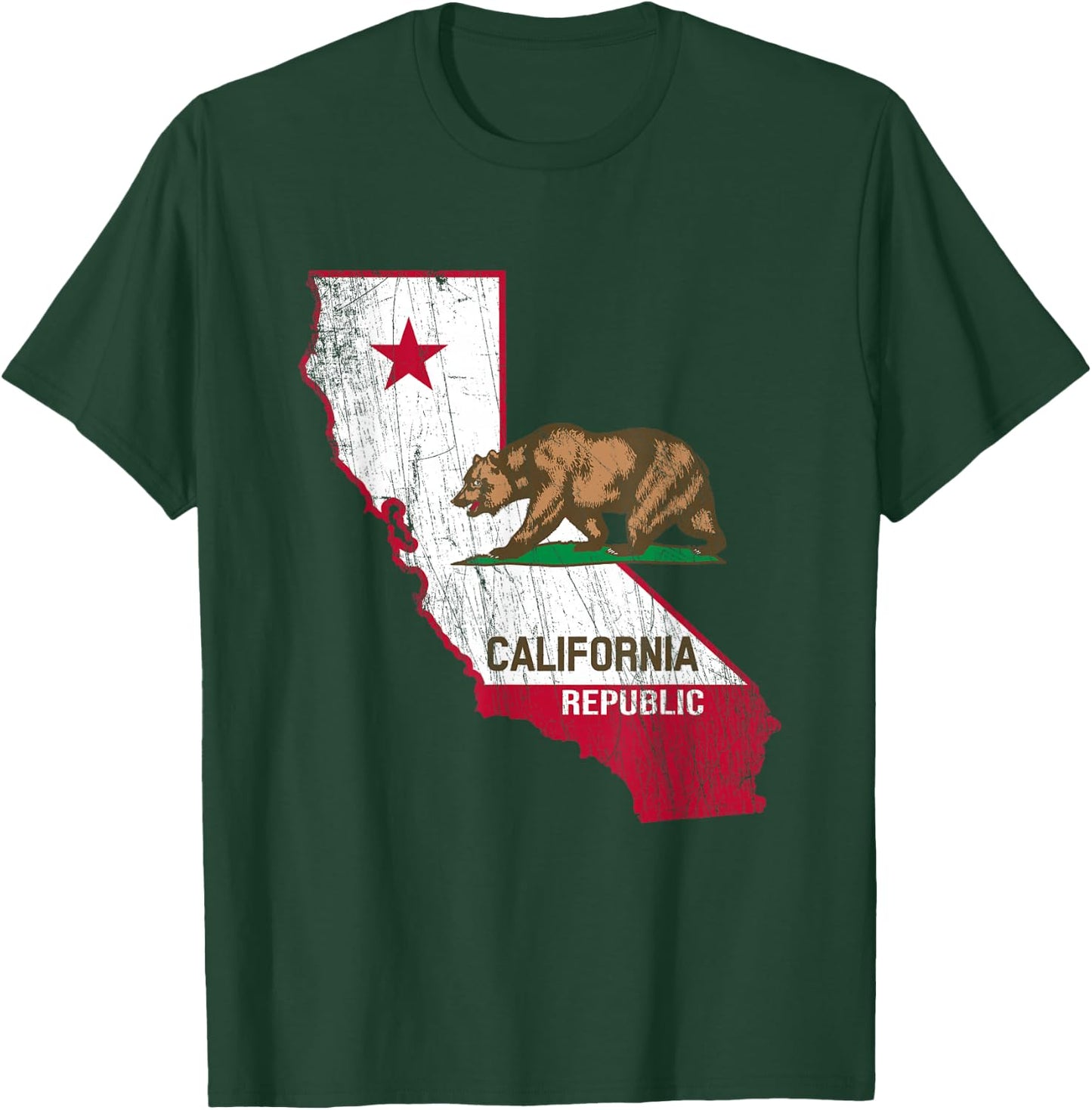 California Republic Flag - Distressed Design - Classic T-Shirt - T-Shirt | Forest