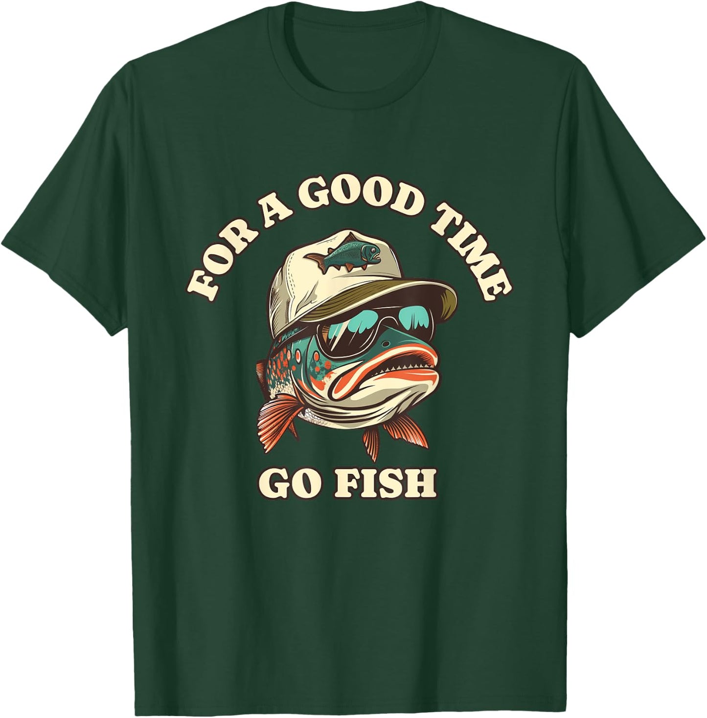 Funny Trout Fisherman Fishing Good Time Joke , Small, Black T-Shirt - T-Shirt | Forest