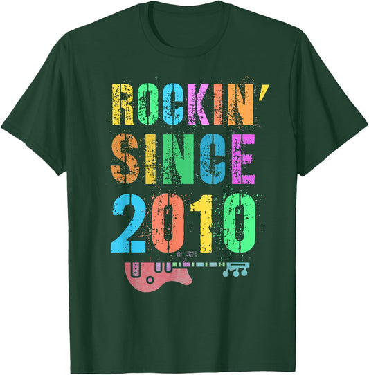 Vintage Rockin' Since 2010 Rockstar 16th Birthday Boy Girl T-Shirt - T-Shirt | Forest