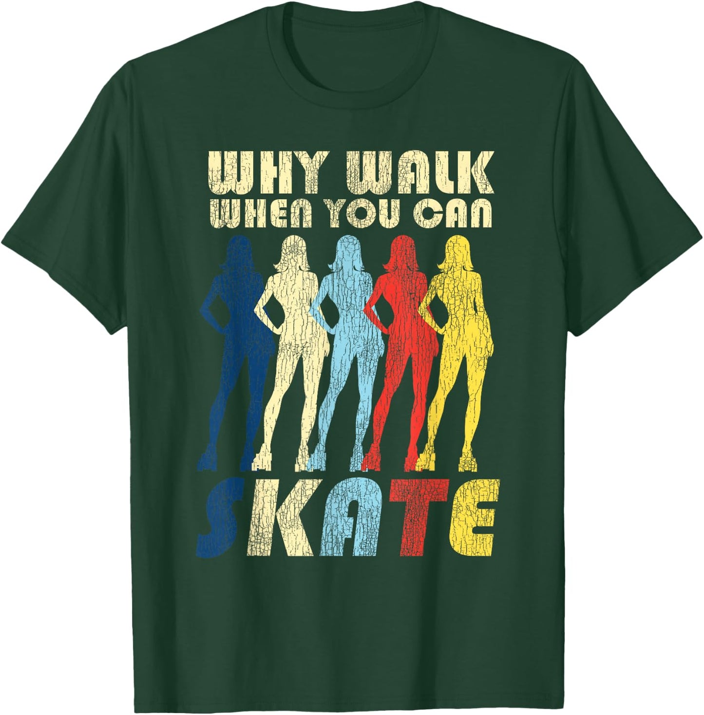 Cool Roller Skating Skate Girl 1970S Retro T-Shirt - T-Shirt | Forest