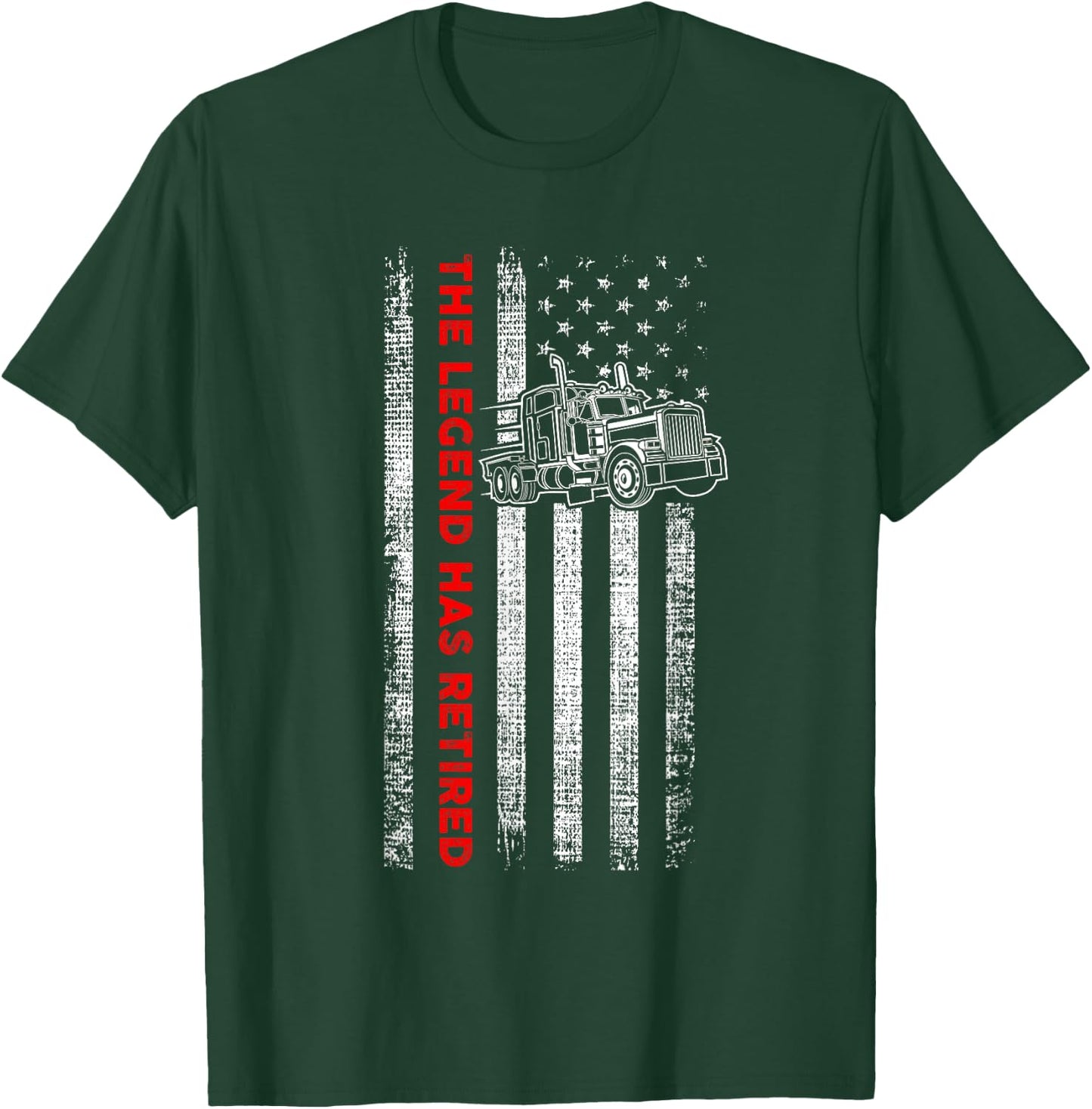 Retired Truck Driver - Patriotic Trucker - American Flag T-Shirt - T-Shirt | Forest