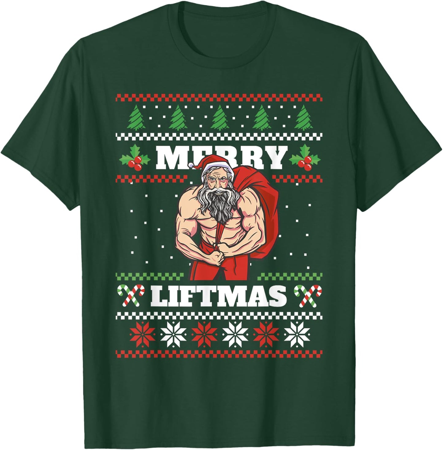 Santa Claus Weightlifting Christmas Fitness Gym Xmas Men T-Shirt - T-Shirt | Forest