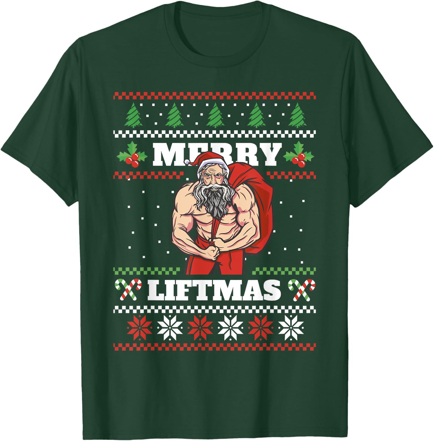 Santa Claus Weightlifting Christmas Fitness Gym Xmas Men T-Shirt - T-Shirt | Forest