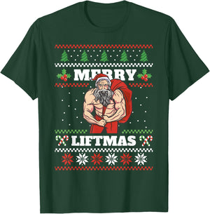 Santa Claus Weightlifting Christmas Fitness Gym Xmas Men T-Shirt - T-Shirt | Forest