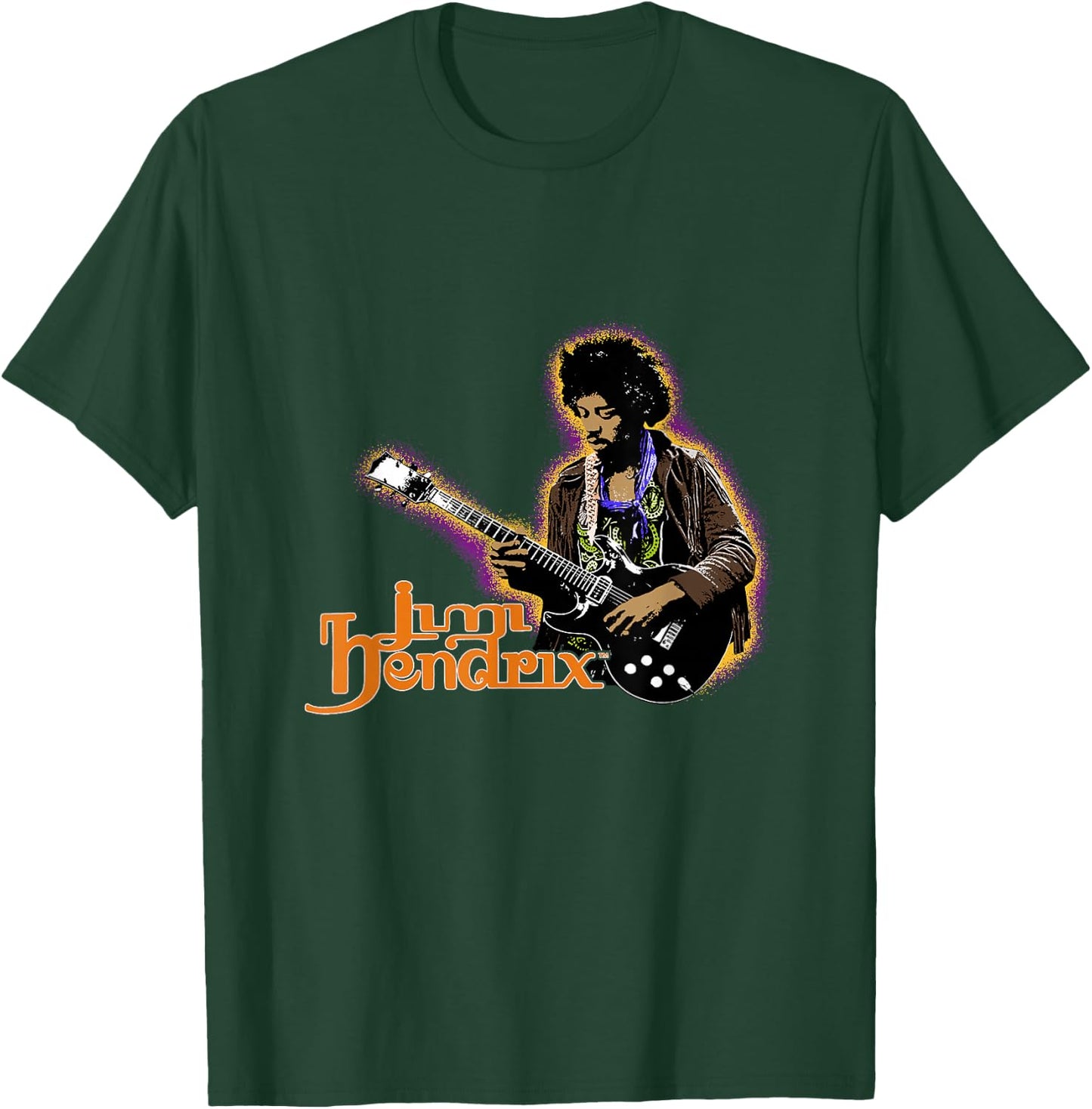 Jimi Hendrix Men's Autumn Glow Cotton Polyester Blend , Black, Small T-Shirt - T-Shirt | Forest